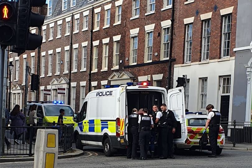 Police on the junction of Renshaw Street and Leece Street