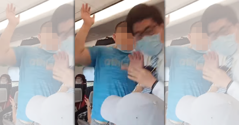 普悠瑪列車一名違規乘車的男子追打列車長。（翻攝自我是警察●我代表正義臉書）