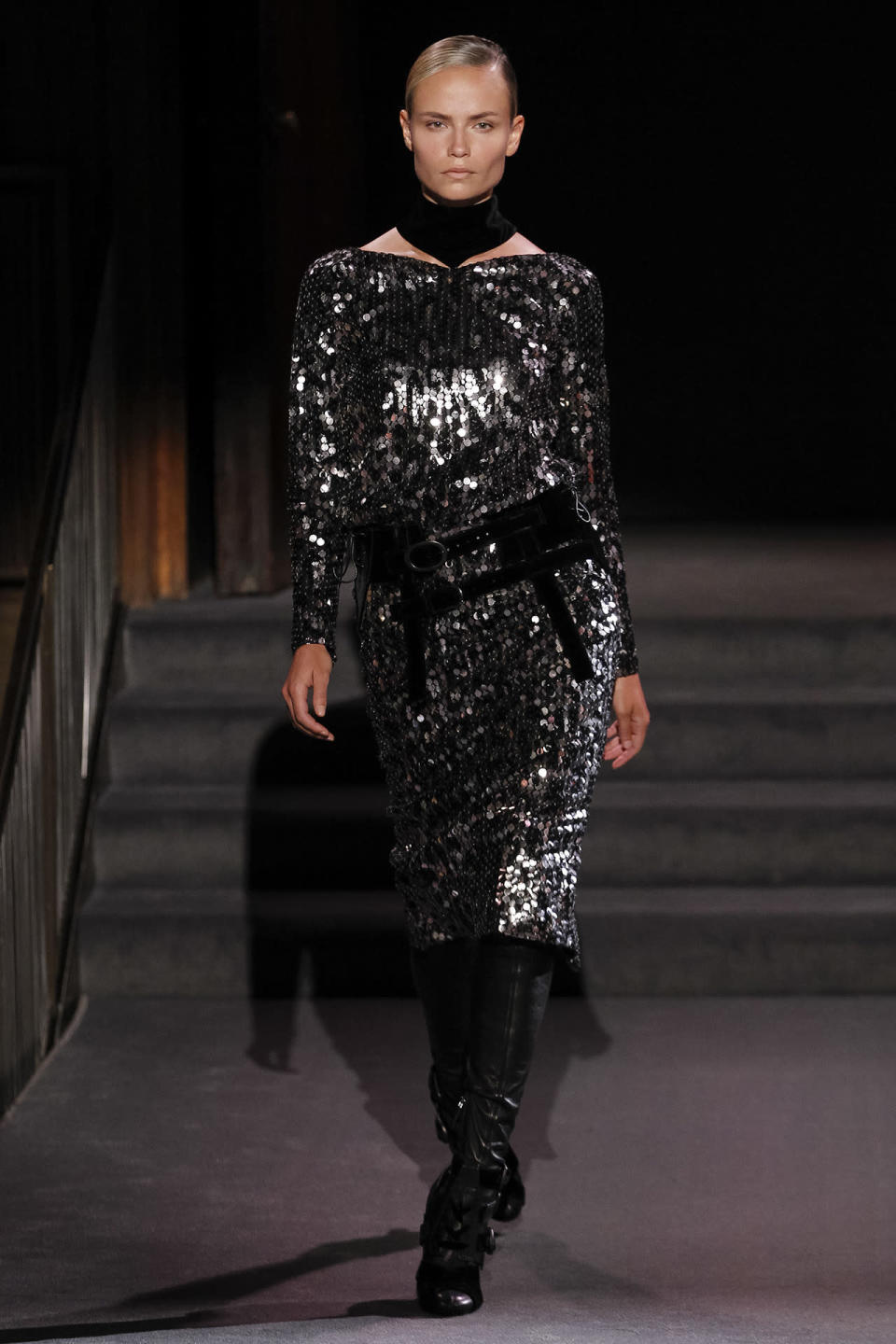 A model walks the runway at Tom Ford’s show at New York Fashion Week on Sept. 7.