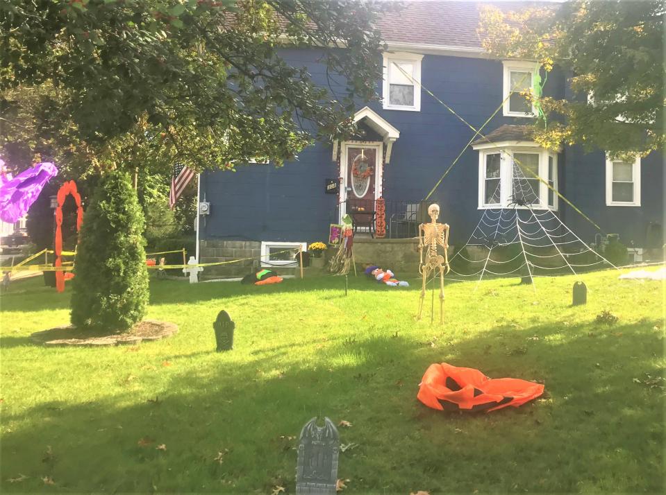 Headstones, skeletons, and spiderwebs help decorate this house on Laurel Avenue in Pitman ahead of Halloween. PHOTO: Oct. 19, 2023