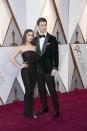 <p>Totally sheer? Totally cool. Violetta Komyshan quite literally bared all (she joked about her see-through dress <a href="https://www.cosmopolitan.com/entertainment/celebs/a19084053/violetta-komyshan-wardrobe-malfunction-oscars-response/" rel="nofollow noopener" target="_blank" data-ylk="slk:later on Insta;elm:context_link;itc:0;sec:content-canvas" class="link ">later on Insta</a>), in a tight-fitting black column. </p>