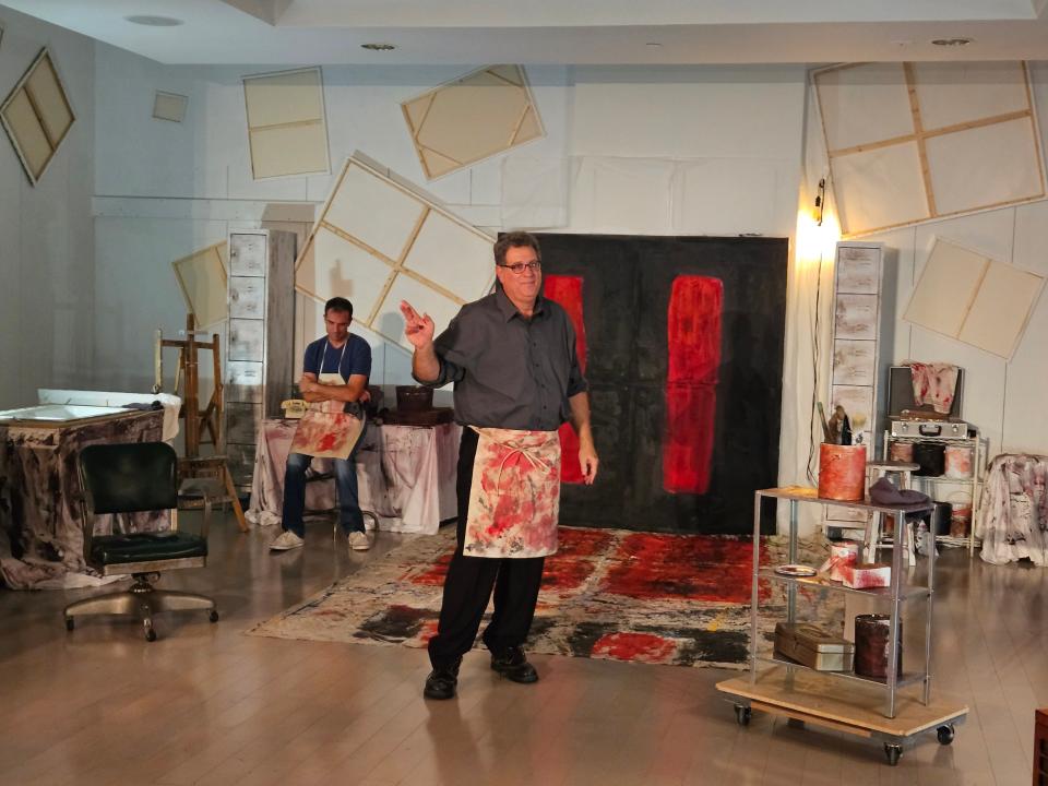 Alex Teicheira, left, as Ken, and Lee Gundersheimer as artist Mark Rothko in a scene from John Logan's play “Red” at Tree Fort Productions Projects in Sarasota.