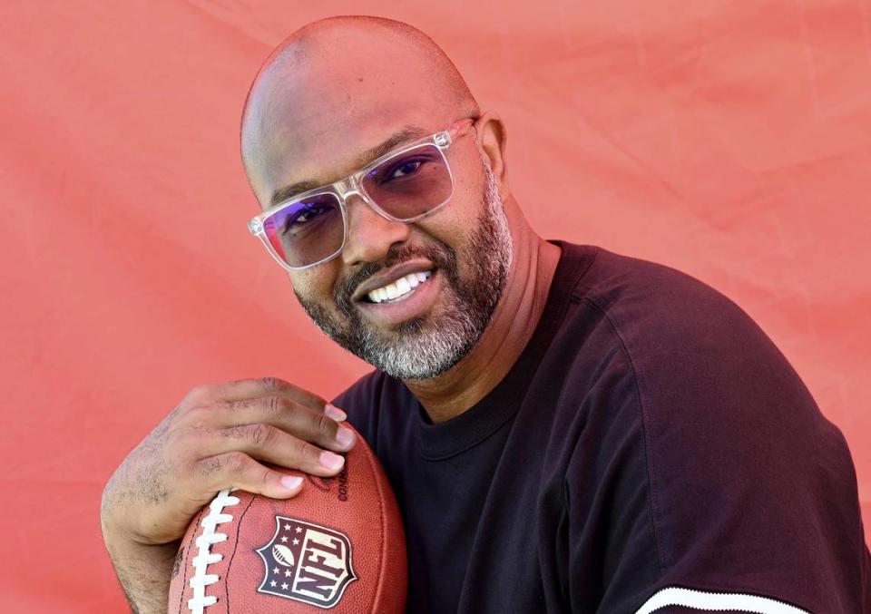Former NC State Wolfpack and NFL wide receiver Torry Holt on Friday, July 7, 2023. Holt was the ACC Player of the Year in 1998 for N.C. State and later went onto an extremely successful pro career, winning a Super Bowl with the St. Louis Rams.