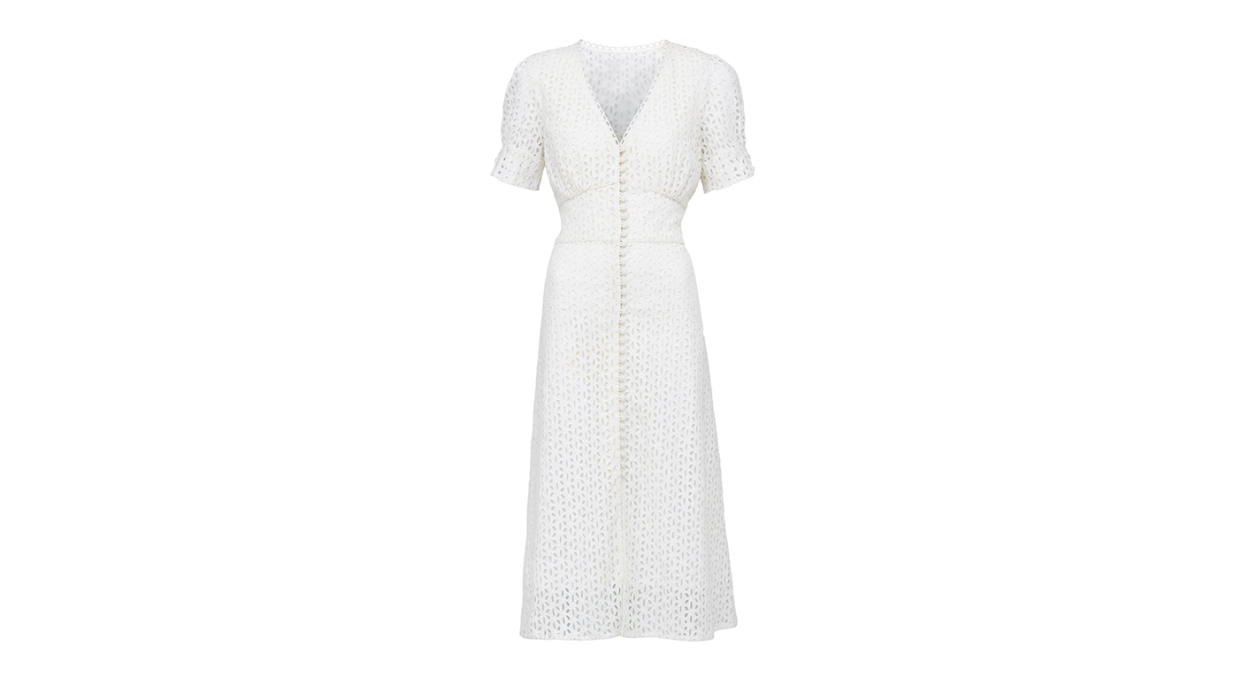 Broderie Button Through Midi Dress