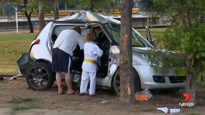 Angela was driving her son Sean to judo when the accident happened. Photo: 7News