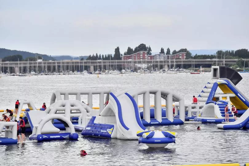 The inflatable course will be stationed in Cardiff Bay