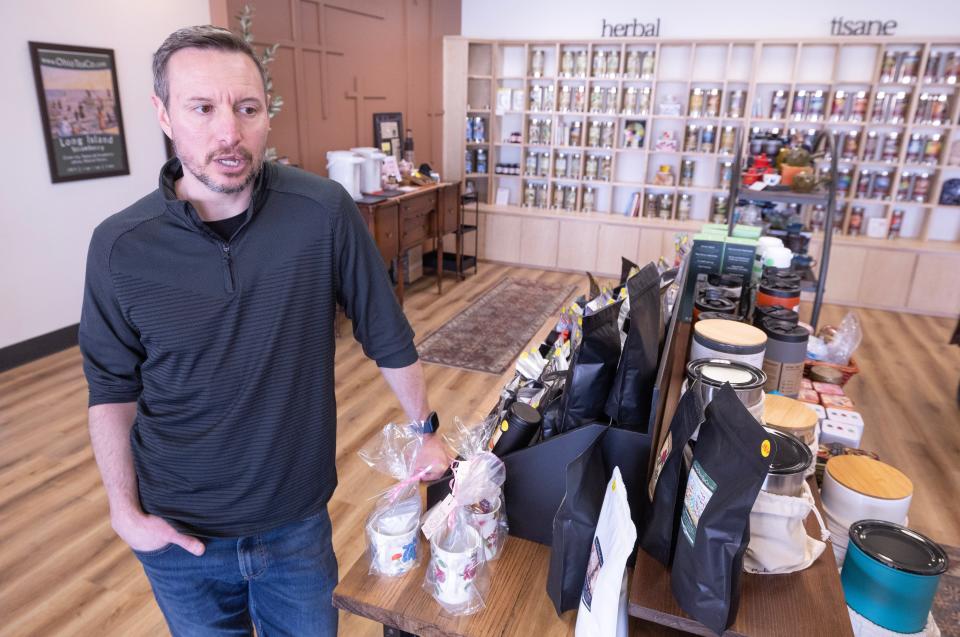 Kurt Gibbons, co-owner and managing partner of Ohio Tea Co., talks about the shop's move from the Lake Cable Shopping Center to a new location in Jackson Township.