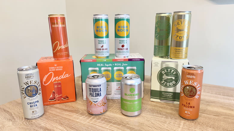 Six brands of tequila canned drinks