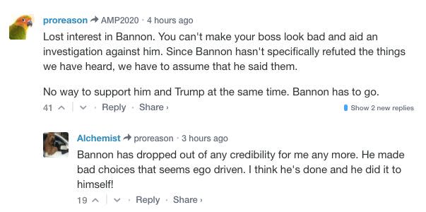 Commenters make their displeasure with Bannon known on Breitbart, the site he helped cultivate. (Photo: Breitbart News)