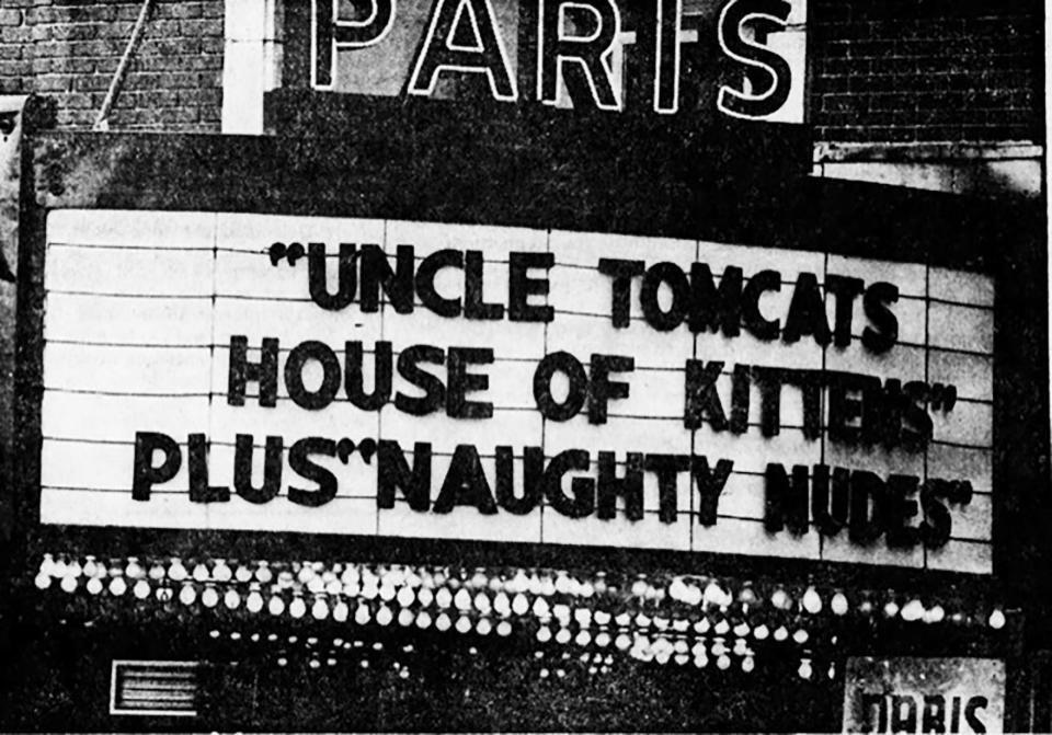 The Paris Art Theater on Woodward in Highland Park was able to evade censorship from the Detroit police obscenity detail because it was a few blocks outside the city. 