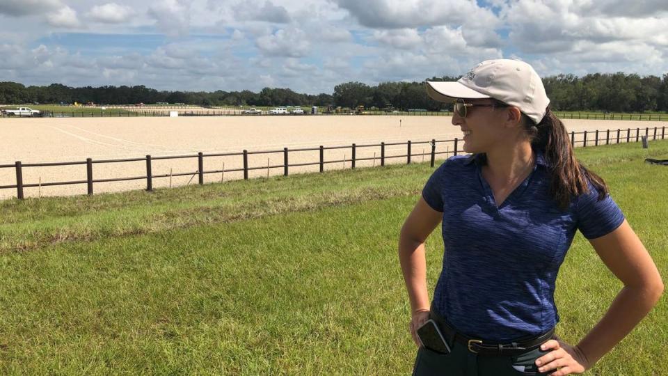 10/5/2021--Hannah Herrig Ketelboeter, co-founder of TerraNova Equestrian Center, looks at the facility’s main arena. The venue’s inaugural competition is set for Oct. 22-24.