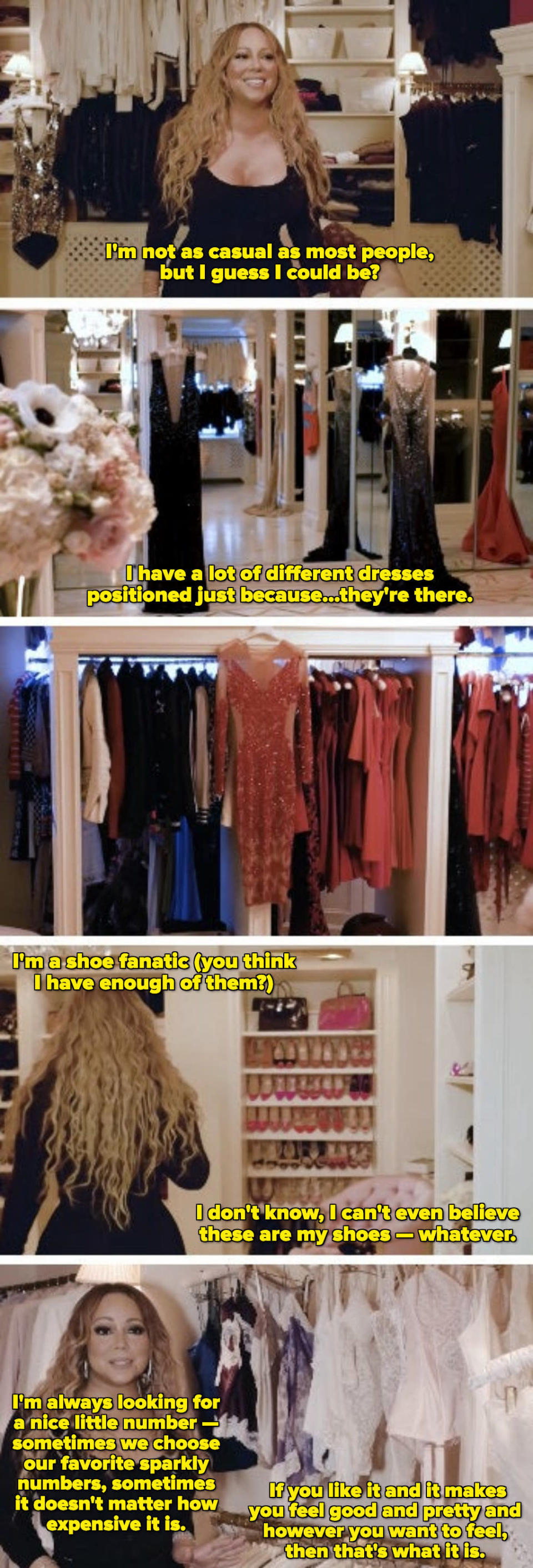 Carey giving a tour of her giant, multi-room closet
