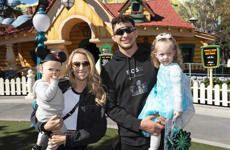 Patrick Mahomes with wife Brittany Mahomes enjoy a family day with their two children: 3-year-old daughter Sterling Skye Mahomes and 1-year-old son Patrick “Bronze” Lavon Mahomes III. (@patrickmahomes via Instagram)