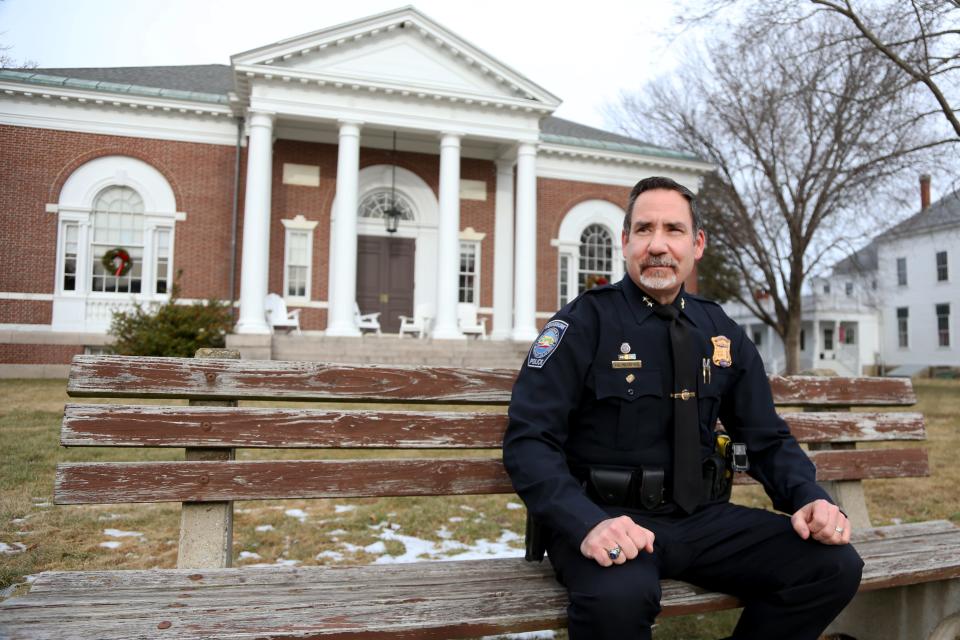 Police Chief Bob MacKenzie speaks about Kennebunk being named the safest town in Maine on Thursday, Jan. 19, 2023.