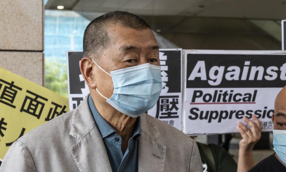 Jimmy Lai arrives at the West Kowloon magistrates court, 18 September.