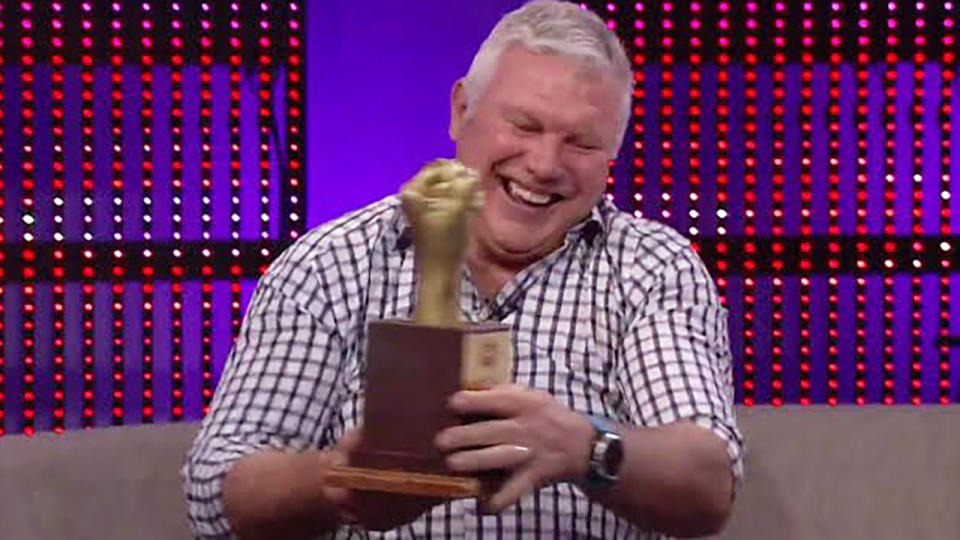 Danny Frawley's 'Golden Fist' award is at the centre of a touching tribute to the former star, who died on Monday.