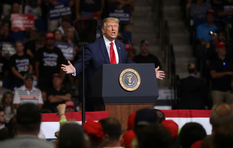 FILE PHOTO: U.S. President Donald Trump holds his first re-election campaign rally in several months in Tulsa, Oklahoma