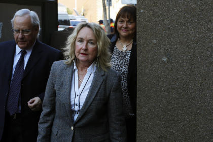 June Steenkamp arrives at court in Pretoria, South Africa. (AP)