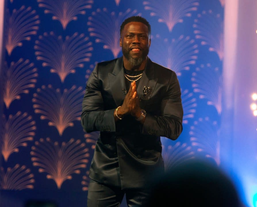 Kevin Hart attends the Kennedy Center for the Performing Arts 25th Annual Mark Twain Prize for American Humor presented to Kevin Hart, Sunday, March 24, 2024, in Washington. (Photo by Owen Sweeney/Invision/AP)