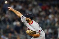 Boston Red Sox's Michael Wacha pitches during the first inning of a baseball game against the New York Yankees Thursday, Sept. 22, 2022, in New York. (AP Photo/Frank Franklin II)