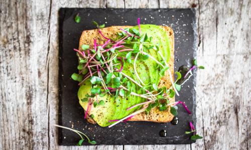 High Angle View Of Avocado Sandwich<br>GettyImages-724292981