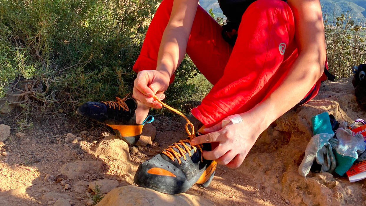  Do rock climbing shoes need to be uncomfortable?: Scarpa Instinct Lace climbing shoes. 