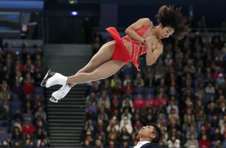 Figure Skating - ISU World Championships 2017 - Pairs Free Skating - Helsinki, Finland - 30/3/17 - Sui Wenjing and Han Cong of China compete. REUTERS/Grigory Dukor