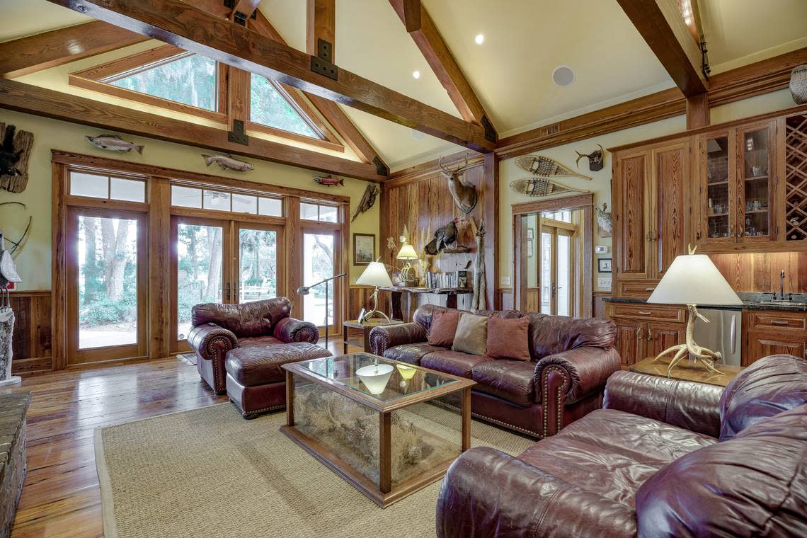 An interior view of one of the grand rooms found within 95 Gascoigne Bluff Road in Bluffton, SC.