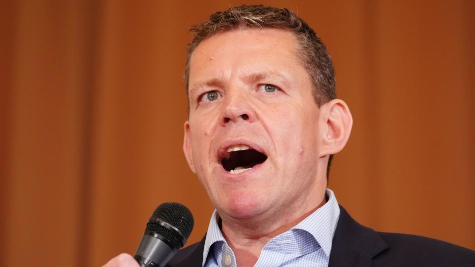 Leader of Plaid Cymru, Rhun ap Iorwerth speaking during the launch of the party's General Election campaign