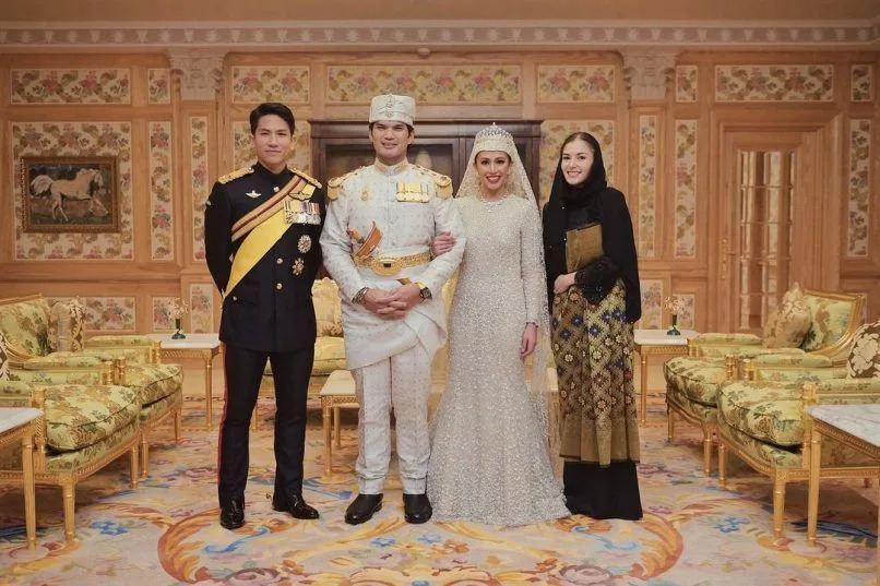 prince abdul mateen and dayang anisha attend the wedding of mateen's sister