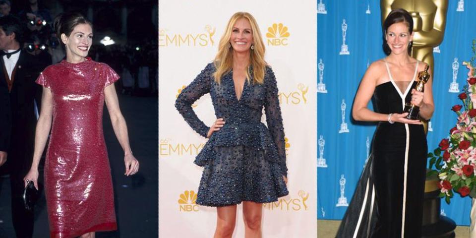 <p>Julia Roberts' birthday is upon us, which means it's time to eat celebratory cake and celebrate all the years of Julia's killer style. The Oscar-winning actress has been serving <a rel="nofollow noopener" href="https://www.redbookmag.com/fashion/g22981958/venice-film-festival-2018-red-carpet/" target="_blank" data-ylk="slk:red carpet looks;elm:context_link;itc:0;sec:content-canvas" class="link ">red carpet looks</a> since the roaring '90s, and there isn't one decade she hasn't nailed. </p>