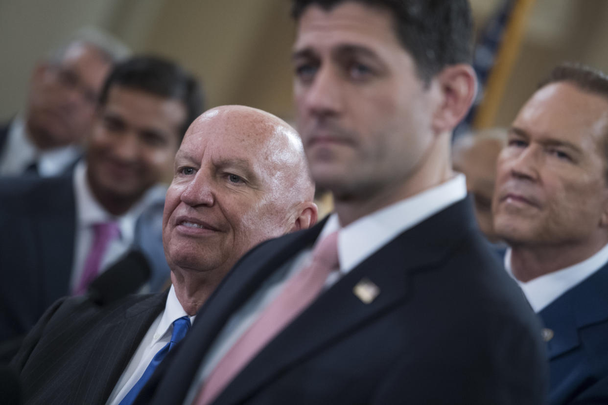 House Ways and Means Chairman Kevin Brady (R-Texas) is seen with House Speaker Paul Ryan (R-Wis.), Nov. 2, 2017. (Photo: Tom Williams via Getty Images)