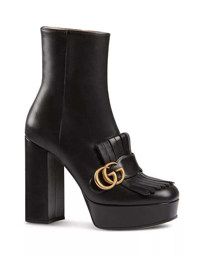 Gucci Women's Marmont Fringe Platform Ankle Boots via Bloomingdale's