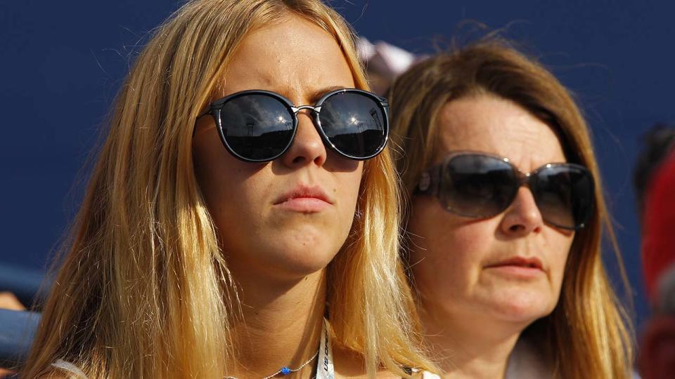 Beatrice Bouchard, pictured here watching sister Eugenie at the 2014 US Open.