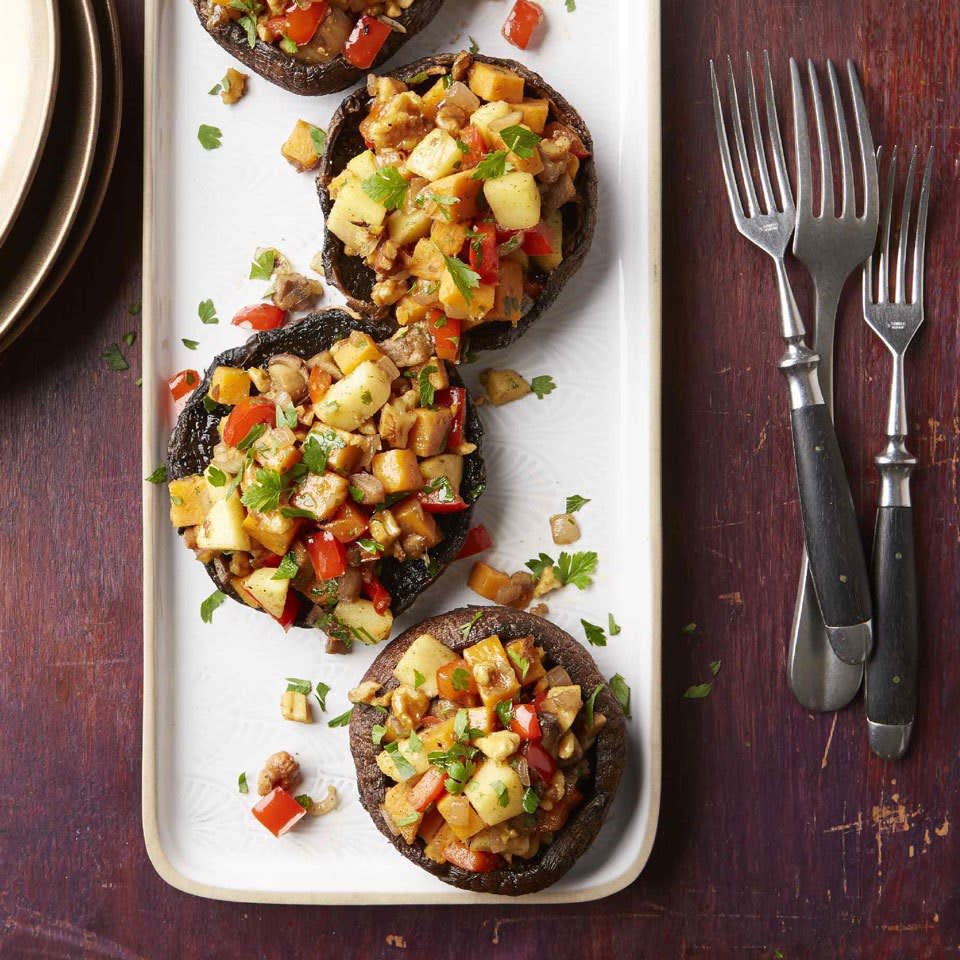 Sweet Potato Hash Stuffed Portobello Mushrooms