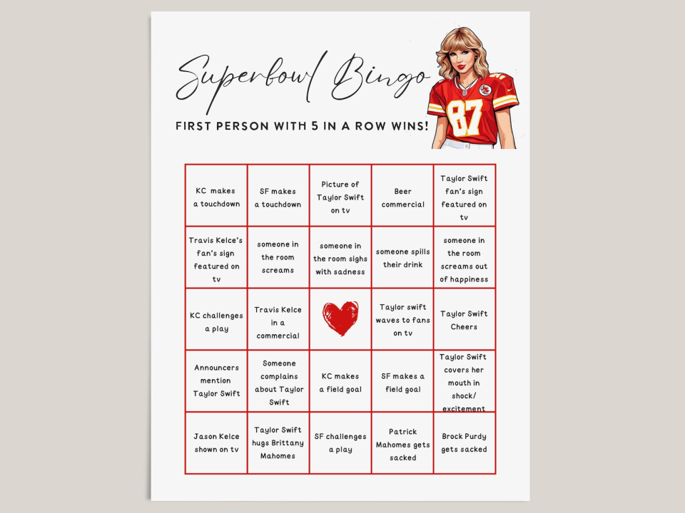 Taylor Swift Super Bowl Party Bingo Cards Etsy