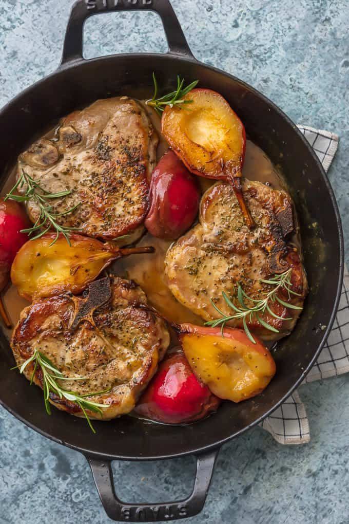 Honey Bourbon Pear Pork Chops