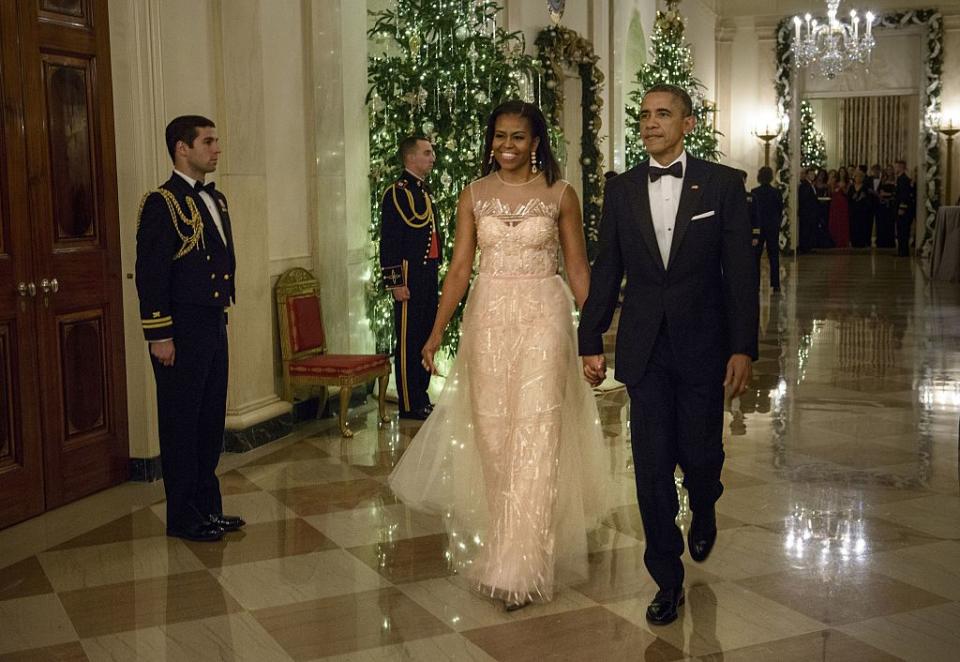 Former first lady Michelle Obama wore the designer to the 37th annual Kennedy Center Honors in 2014. (Photo: Brendan Smialowski/AFP/Getty Images)