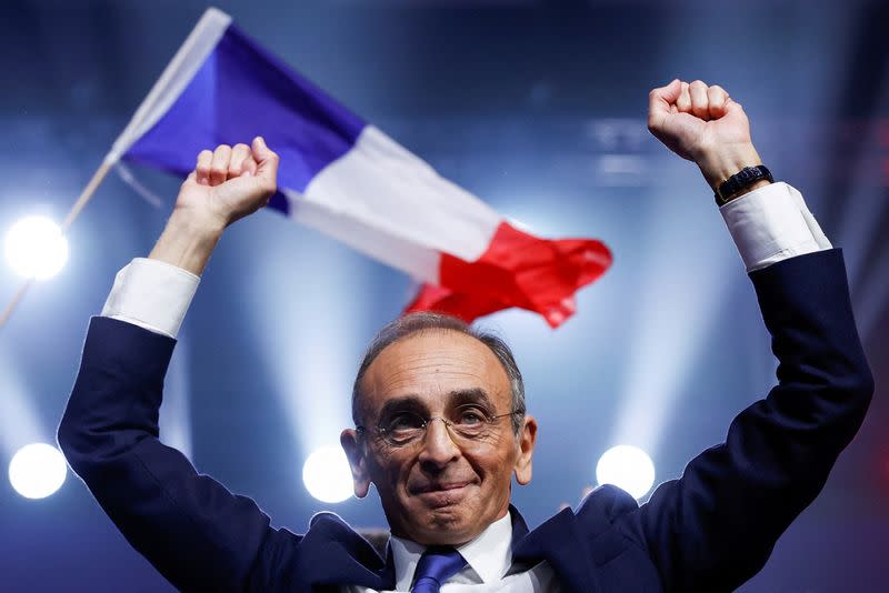 French far-right presidential candidate Zemmour attends a campaign rally in Villepinte