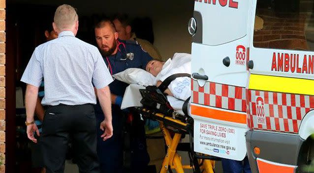 The female victim was taken to hospital where she is reportedly in a stable condition. Source: Nathan Edwards/Daily Telegraph