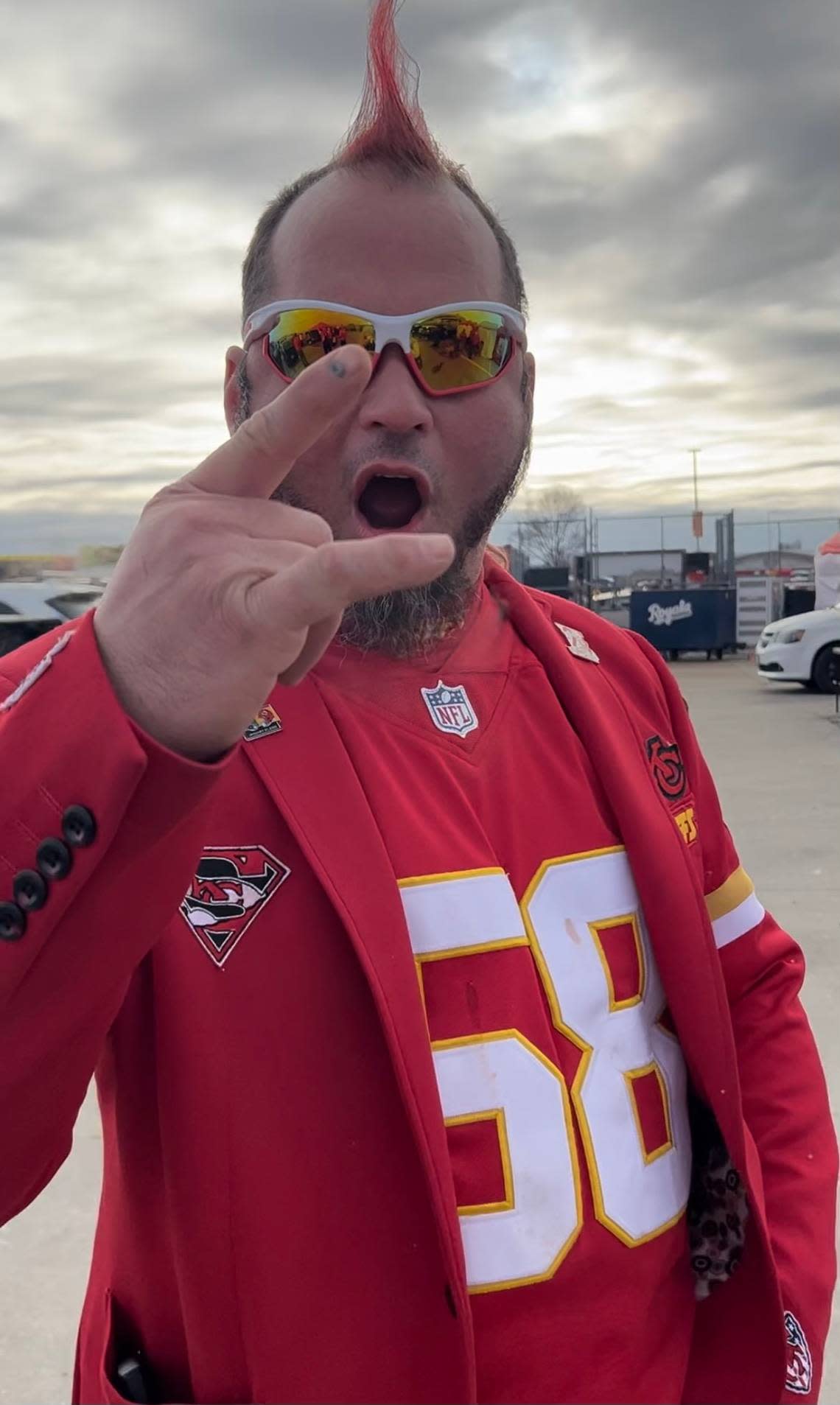 Chris Blanz had his mohawk colored Chiefs red for the game Sunday. He felt sure it would turn out in the Chiefs’ favor. “This is Arrowhead,” he said. “We have Patrick Mahomes.”