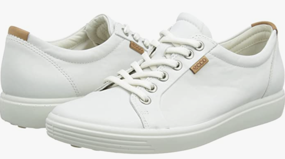 Ecco Women's Soft 7 Trend Tie Sneaker in white. 