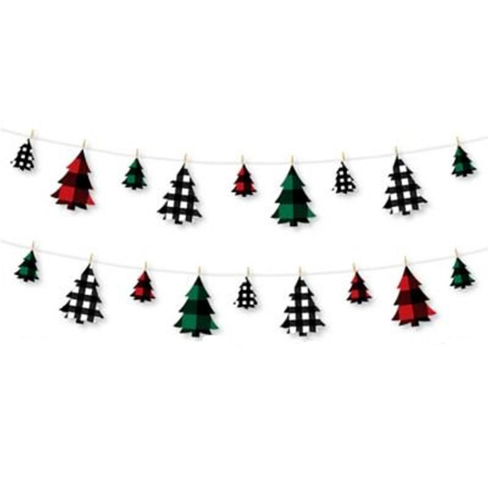 Holiday Plaid Trees Clothespin Garland