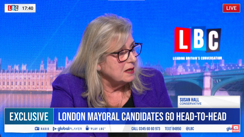 Susan Hall at LBC’s debate on Tuesday (LBC)