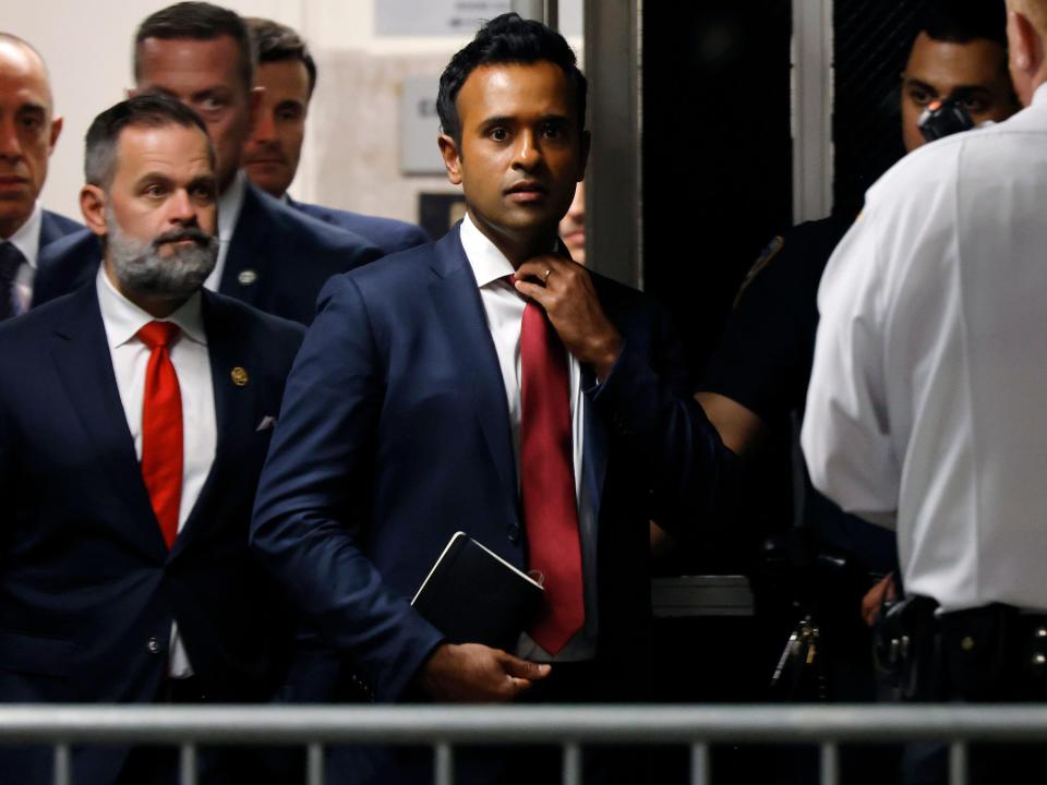 Former GOP presidential candidate Vivek Ramaswamy at the trial on May 14.