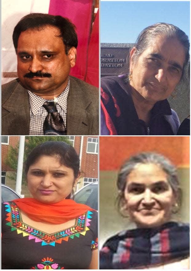 Four members of a West Chester family were found shot to death April 28, 2019. Clockwise from left are: Hakiakat Singh, 59; Parmjit Kaur, 62; Shalinderjit Kaur, 39; and Amarjit Kaur, 58.