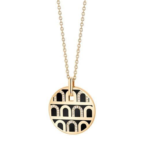 19) L'Arc de Davidor Pendant GM, 18-Karat Yellow Gold with Lacquered Ceramic and Colonnato Diamonds