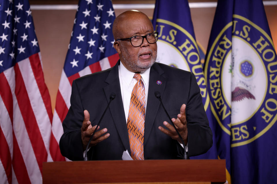 Rep. Bennie Thompson (D-Miss.) answers questions during a press conference on the establishment of a commission to investigate the Jan. 6 storming of the U.S. Capitol. He said House Minority Leader Kevin McCarthy (R-Calif.) was supportive of bill behind the scenes. (Photo: Win McNamee via Getty Images)