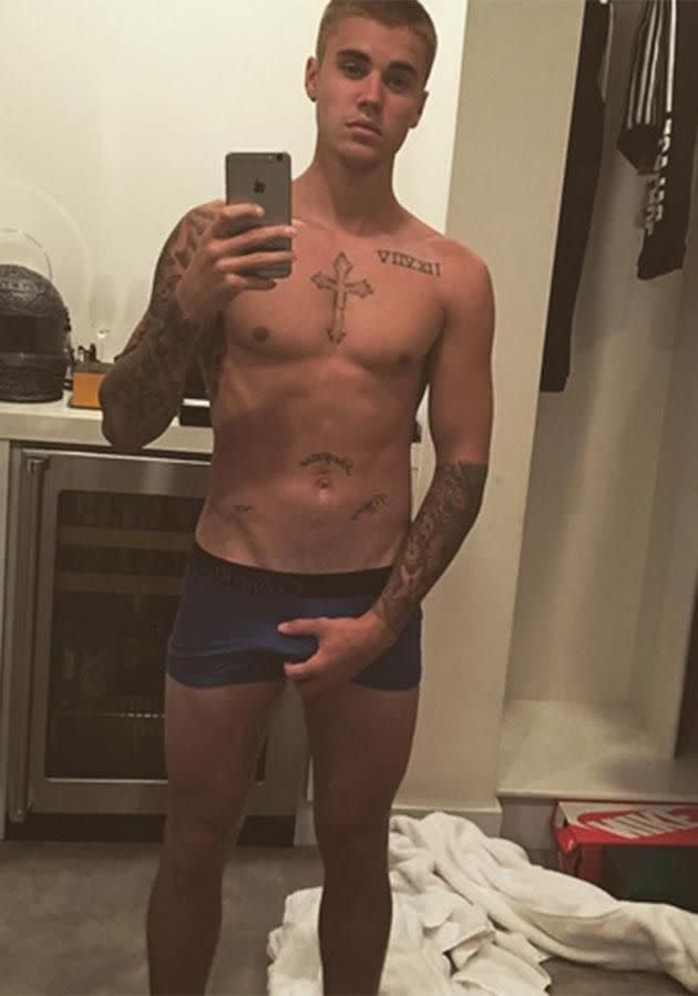 It's not the first time we've seen a fair bit of Justin's skin. Source: Instagram