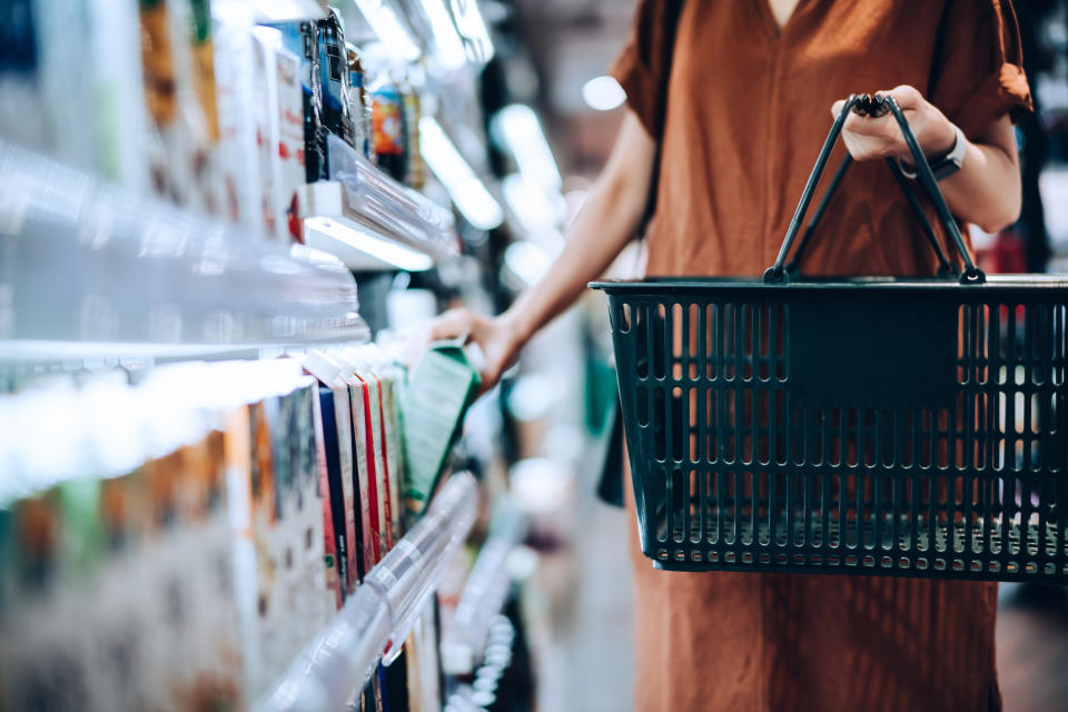 Plant-based milks in the supermarket. (Getty Images)